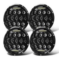 TURBOSII DOT Approved 4 Pack 75W 7"Inch Round LED Projector Headlights with White DRL Hi/Lo Beam For Jeep Wrangler CJ-5 CJ-7 1997-2017 TJ LJ JK...