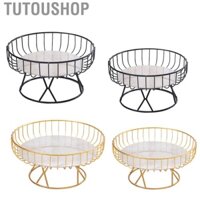 Tutoushop Serving Tray  Iron Marblel Fruit Tray Baking  Process High Foot Hollow Design  for Hotel