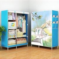 Tuvaicaocaploai1 Tủ vải đựng quần áo Tủ vải 3D khung thép titan 2 Buồng 6 ngăn Dành Cho Sinh Viên Có Bảo Hành