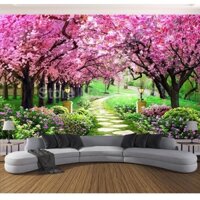 Tùy Chỉnh Ảnh Bức Tranh Tường Chống Thấm Nước Tự Dính Giấy Dán Tường 3D Hoa Anh Đào Cây Phong Cảnh Thiên Nhiên Tranh Treo Tường Phòng Khách Phòng Ngủ