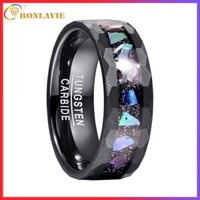 [Tùy chỉnh khắc chữ] Nhẫn cacbua vonfram BONLAVIE 8mm Màu Galaxy Opal Inlay nhiều mặt viền nam nữ Nhẫn cưới thoải mái Kích thước 7-12