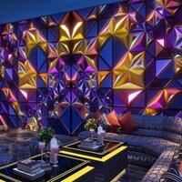 Tùy chỉnh Kim loại hiện đại Ba chiều Ktv Giấy dán tường 3D Bức tranh tường cho phòng khiêu vũ Karaoke Khách sạn Trang trí công nghiệp Giấy dán tường nền