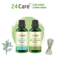 TÙY CHỌN MÙI Combo 2 tinh dầu Sả chanh và tinh dầu Oải hương 24Care 10ml50ml100ml - Xông thơm phòng, đuổi muỗi, khử mùi - Tinh dầu Bạc Hà Quế Bưởi Tràm Huế Hoa Hồng Ngọc Lan Tây - Sả chanh  bạc hà - 50ml
