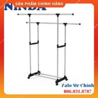 tuy994 [ Free Ship ] Giá phơi quần áo Inox NiNDA R217 2 tầng có bánh xe