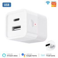 Tuya Smart Micro USB Adapter Mini WiFi Smart Plug Type C Power Adapter Hoạt Động Với Alexa Google Home