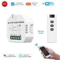 Tuya WiFi Smart RF433 Blind Shutter Curtain Switch with Remote APP Timing Function Voice Control with Alexa Google Assis