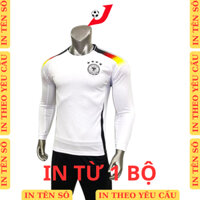 Tuyển Đức trắng tay dài, áo bóng đá tay dài, in tên số theo yêu cầu, in nhiệt không bong tróc, sắc nét, bền màu JFUTBALL