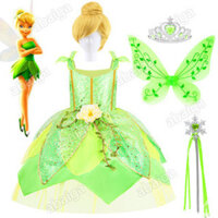 Tuyệt Vời Cổ Tích Tinkerbell Trang Phục Cho Trẻ Em Bộ Bé Gái Xanh Tutu Đầm Với Đôi Cánh Thiên Thần Đầu Cây Đũa Phép Tập Đi Chụp Ảnh Trang Phục Halloween