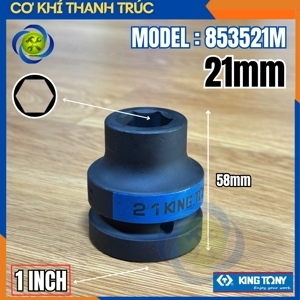 Tuýp 21mm loại 1 inch ngắn màu đen 6 cạnh Kingtony 853521M