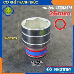 Tuýp 26mm 1/2 Kingtony 433526M loại ngắn 6 cạnh màu trắng