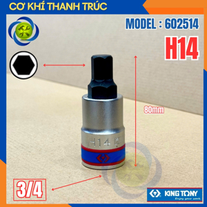 Tuýp lục giác 14mm Kingtony 602514 loại 3/4 trắng-đen