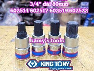 Tuýp lục giác 14mm Kingtony 602514 loại 3/4 trắng-đen