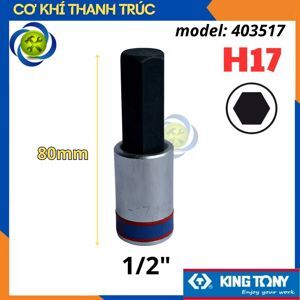 Tuýp lục giác 17mm Kingtony 403517 loại 1/2 dài 80mm