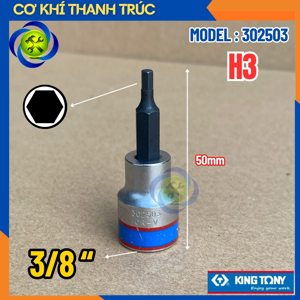 Tuýp mũi lục giác H3 Kingtony 302503 3/8"