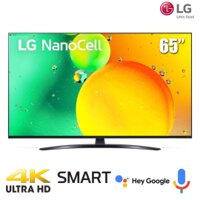 TV LG 65 inches 65NANO76SQA (Smart Tivi NanoCell 4K, Bộ xử lý α5 Gen5 AI 4K,Voice Search.Magic Remote )