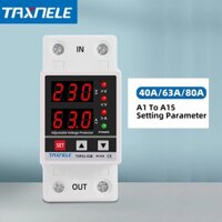 Tvps1-63b 40A 63A 80A 230V Bộ bảo vệ điện áp có thể điều chỉnh Tự động phục hồi trên màn hình dưới điện áp Bảo vệ giới hạn Rơle bảo vệ dòng điện
