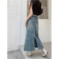 Tvuv Plus Size Cao Cấp Khe Mông Quấn Chữ A Váy Denim 66609