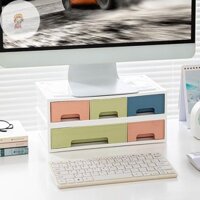 Twe Màn Hình Máy Tính Chân Đế Có Ngăn Kéo Màn Hình PC Laptop Làm Việc Giá Để Bàn Sắp Xếp Lưu Trữ Cho Văn Phòng Studio VN