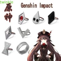 TWINKLE Black Gift Box Anime Cosplay Props Unisex Repentance Rings Anime Ring Hu Tao Coser Genshin Impact Cartoon Peripherals Nine Pillars of Secret Adjustable Alloy Jewelry Accessories/Multicolor