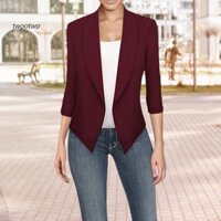 (twt) Áo Khoác blazer Mỏng Vừa Vặn Phong Cách Công Sở Thanh Lịch Chống Nhăn Không Đối Xứng Viền Nam Châu Á Cho Nữ