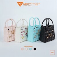 TX-03 Túi Xách Tay NESTY Đính Kèm Charm Nữ Tính Sang Trọng Hiện Đại Chất Liêu EVA Mềm Mại Chống Thấm Nước Bag
