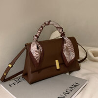 (TX41) Túi Xách Nữ Cao Cấp, Túi Đeo Chéo Da Kèm Khăn Lụa Trang Trí Sang Trọng