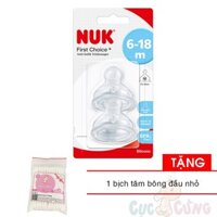 Ty bình sữa Nuk cổ rộng Silicone size 2M - 2 cái/vỹ Tặng 1 tăm bông đầu nhỏ cho bé