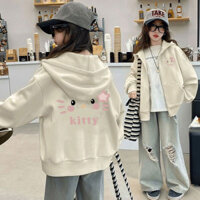 [Tỷ lệ khen ngợi 90%] Áo Khoác Cardigan Màu Hoa Mai Mèo mèo Ngọt Ngào Phong Cách Hàn Quốc cho bé gái áo len có mũ 2024 xuân thu đông áo khoác thường Instagram