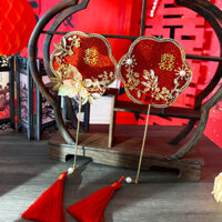 [Tỷ lệ khen ngợi 90%] Quạt Xiuhe phong cách Trung Quốc Quạt lòng bàn tay Mini Áo choàng buổi sáng Màu xám cổ Đám cưới Đạo cụ ảnh phù dâu Cô dâu Quạt nhóm nhỏ 30310