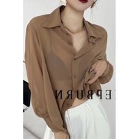 [Tỷ lệ khen ngợi 91%] Áo sơ mi chống nắng voan nữ dài tay thiết kế mùa hè dáng rộng Áo Cardigan dáng rộng phong cách mỏng Áo ngoài 3.25