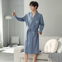 [Tỷ lệ khen ngợi 91%] Áo choàng ngủ nam mùa xuân thu Áo choàng dài tay 100% Cotton Plus Fat Plus Size có thể mặc bên ngoài mùa đông