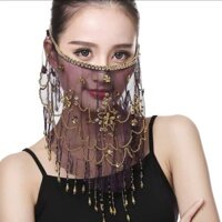 [Tỷ lệ khen ngợi 92%] Đạo cụ che mặt đính cườm thủ công khiêu vũ Ấn Độ Phụ kiện khiêu vũ bụng Phong cách mới Mặt nạ gạc hoa mận che mặt / Hạt 253,18