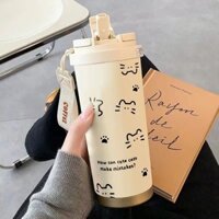 Tỷ Lệ Khen ngợi Siêu 98% Dòng Cốc Nước Mèo Dung Tích Lớn Bình Giữ Nhiệt Cốc Ống Hút Nước Uống Xe Thể Thao Di Động Nam Nữ Học Sinh Cốc 1210