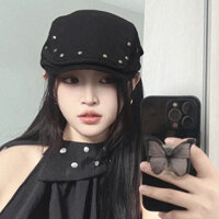 [Tỷ lệ khen ngợi Super 99% Cùng phong cách] Mũ đinh tán nữ 2024 Phong cách mới Xuân hè Phong cách mỏng Beret Hợp thời trang Tuần hoàn đầu lớn Retro Mũ chuyển tiếp Nam
