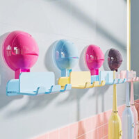 [Tỷ lệ khen ngợi Super 99% Cùng phong cách] Kệ bàn chải đánh răng treo tường Ba đầu không đục lỗ Móc hút nhà vệ sinh trẻ em Máy đánh răng điện
