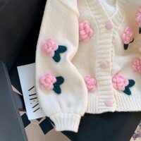 Tỷ Lệ Mua Lại 40% Hoa Ba Chiều Giảm Tuổi Áo Cardigan Dệt Kim Rời Mùa Xuân Hàng Châu Âu Phong Cách Chanel Áo Len Ngắn Áo Khoác Nữ Hàng Có Sẵn✨2025✨0315