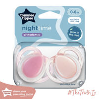 Ty Ngậm Dạ Quang Cho Bé Tommee Tippee Night Time 0-6 Tháng (Vỉ Đôi) – Hồng