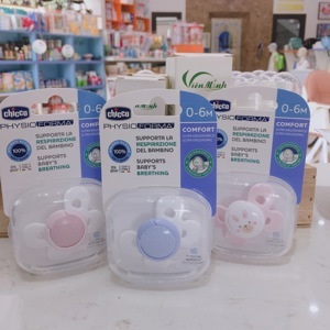 Ty ngậm silicone Chicco Physio 0M+ - màu xanh, hồng 27112