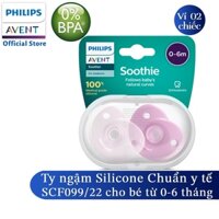 Ty ngậm silicone chuẩn y tế thương hiệu Philips Avent cho trẻ từ 0-6tháng tuổi SCF099/21(màu xanh) & SCF099/22(màu hồng)