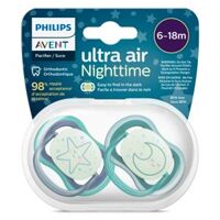Ty ngậm thông khí ban đêm Philips Avent (SCF376/13, 6-18M, vỉ đôi)