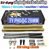 Ty vàng phuộc trước xe Ex135 - Ex150 ti phuột kèm kit tăng chỉnh (26 ly)_Dochoixemaynhapkhau
