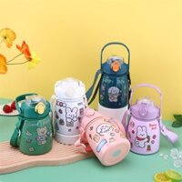 {TYEE Home life} Bình Nước Giữ Nhiệt Cute Có Tay Cầm, Dây Đeo Dễ Mang Theo , Bình Nước Giữ Nhiệt Kè