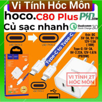 (Type-C to Type-C) Bộ sạc Hoco C80 PLUS sạc nhanh PD20W+QC3 1 cổng USB và 1 cổng TypeC chân dẹt, kèm dây cáp dài 1m vi t