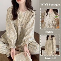 TYTY'S 💗 Bộ Đồ Ngủ Nữ Quần Dài Tay Dài In Hoa Nhỏ 💗 DN002