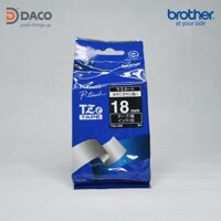 TZE-345 BROTHER NHÃN IN ĐA LỚP 18MM X 8M CHỮ TRẮNG NỀN ĐEN, Băng nhãn in TZE 345 - Hàng Chính Hãng