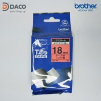 TZE-441 BROTHER NHÃN IN ĐA LỚP 18MM X 8M CHỮ ĐEN NỀN ĐỎ , CUỘN NHÃN DÁN TZE 441 - Hàng Chính Hãng