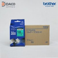 TZE-741 BROTHER NHÃN IN ĐA LỚP 18MM X 8M CHỮ ĐEN NỀN XANH GREEN , BĂNG NHÃN DÁN  TZE 741 - Hàng Chính Hãng