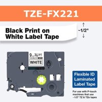 TZe-FX221, TZeFX221 Nhãn in đa lớp Brother 9mm x8m, Chữ Đen Nền Trắng