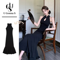 U Gonna S Dài Đầm Sườn Xám 2024 Hiện Đại Cho Nữ Không Tay Bodycon Thanh Lịch Gợi Cảm Thiết Kế Thời Trang Truyền Thống Quần Áo Co Giãn Tiệc Tối Màu Đen Tối Trang Trọng
