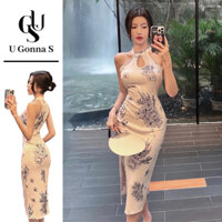 U Gonna S Đầm Nữ Sườn Xám Dài 2024 Hiện Đại Nữ Có Khe Bên Cổ Trung Quốc Bodycon Thanh Lịch Gợi Cảm Thiết Kế Thời Trang Truyền Thống Quần Áo Hoa Co Giãn Bữa Tối Pa